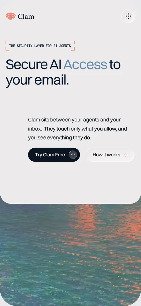Clam mobile hero for AI email security