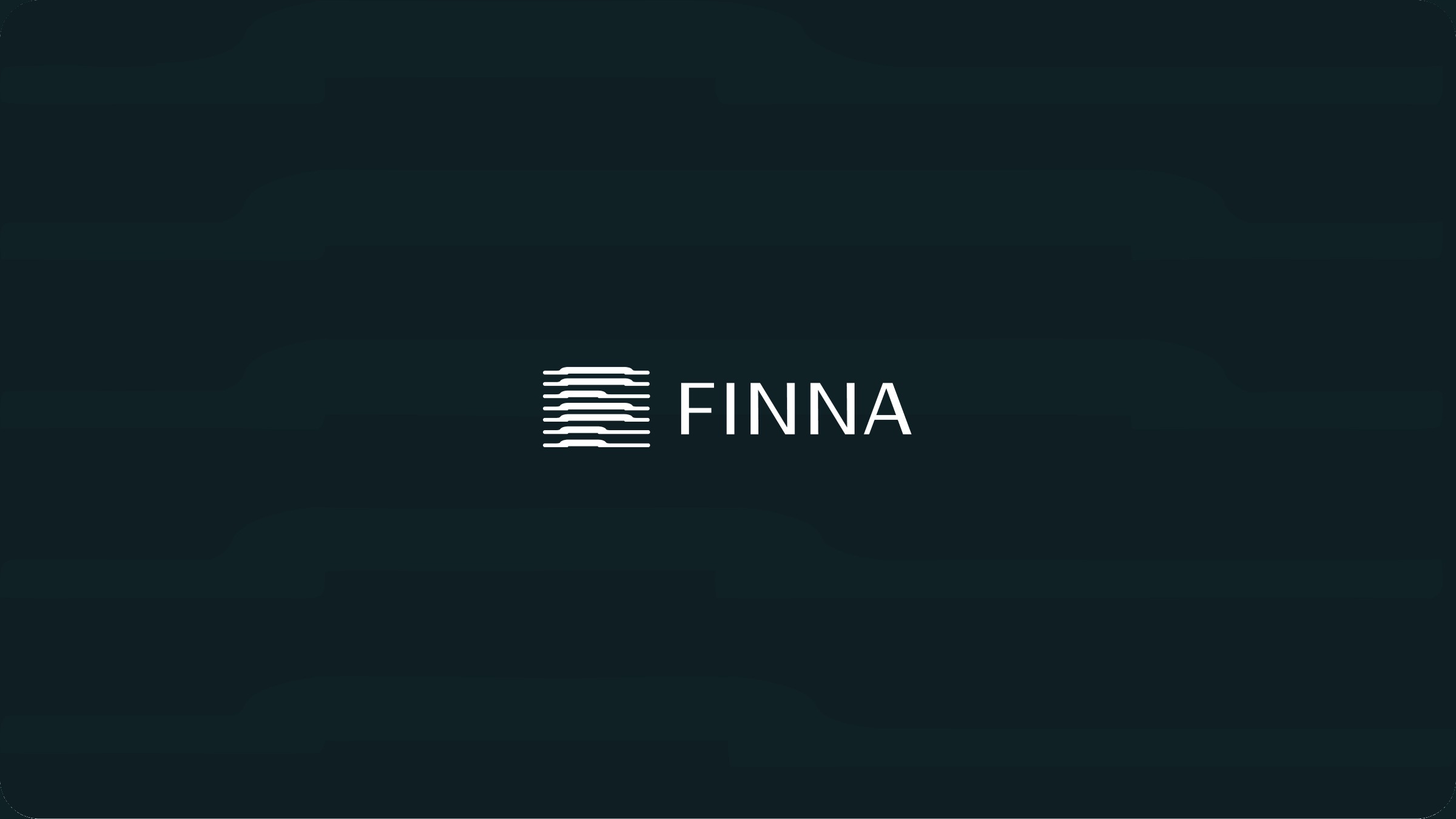 Finna brand plate: the Finna wordmark centred on a dark teal ground