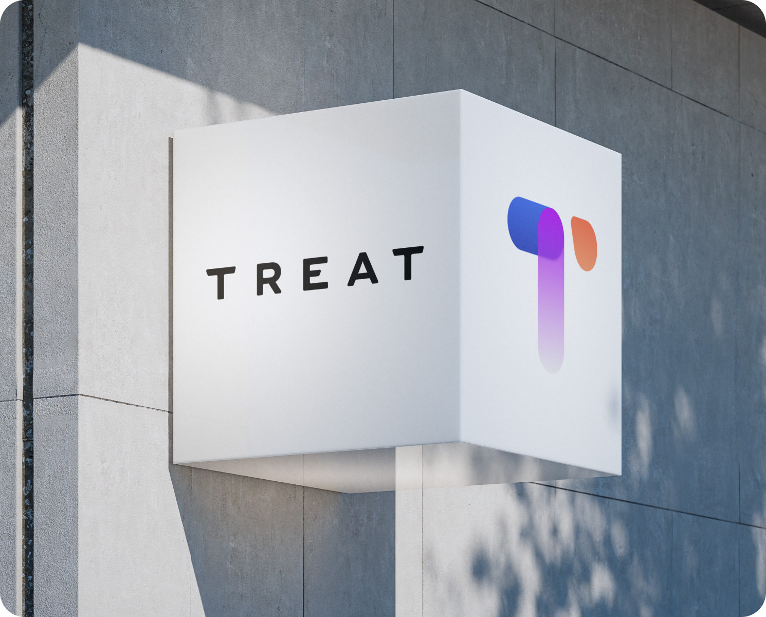 Treat logo and wordmark on exterior building signage
